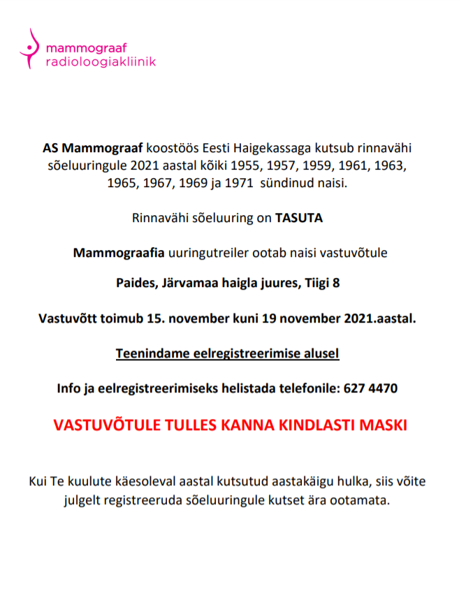 mammograaf Paides kuulutus